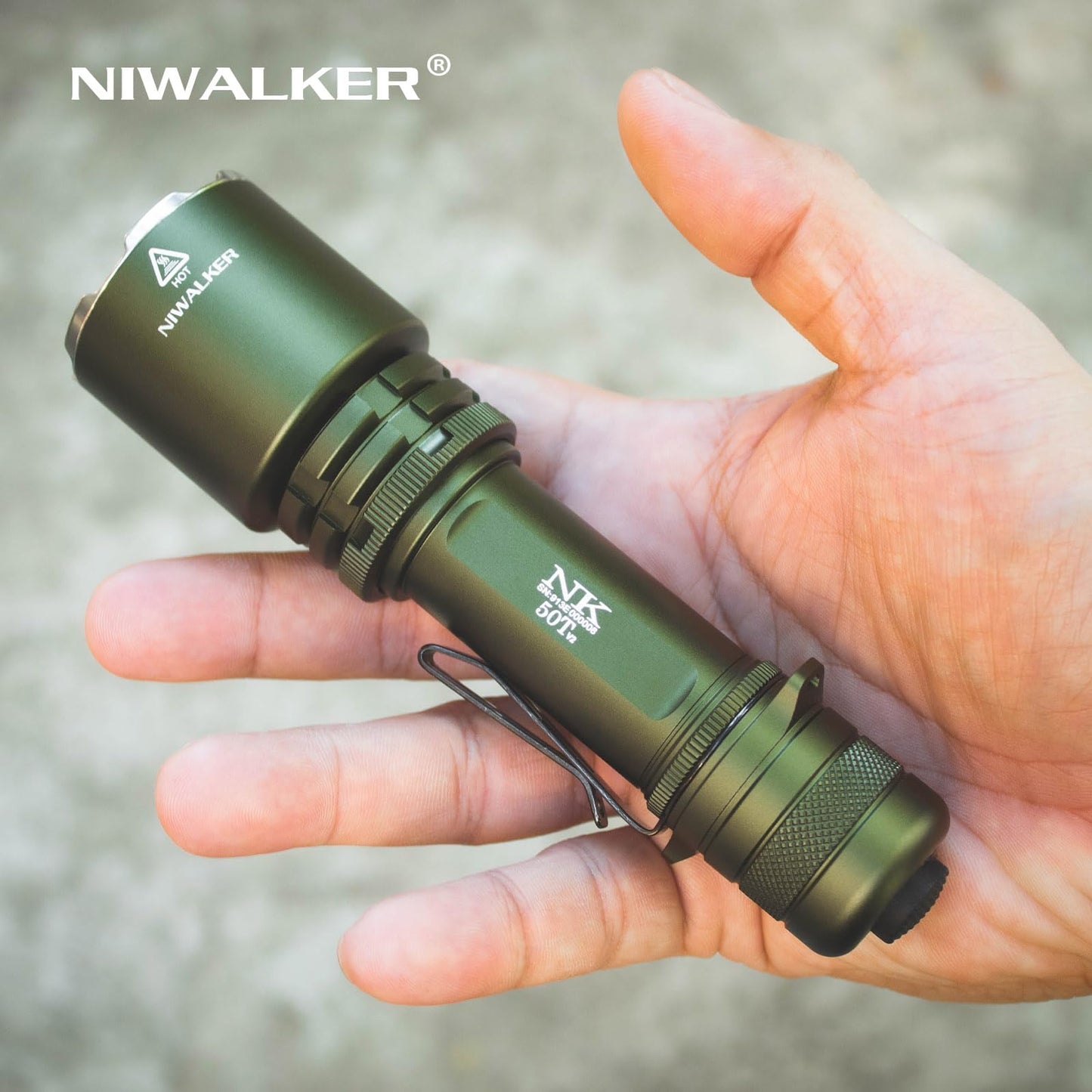 Niwalker N50t V2 Rechargeable LED Flashlights High Lumen, 2,300 Lumens, Long Throw Tactical Flashlight Super Bright, Powerful Flashlight 3 Modes Flash Light for Emergency, Camping, Hiking (Green)