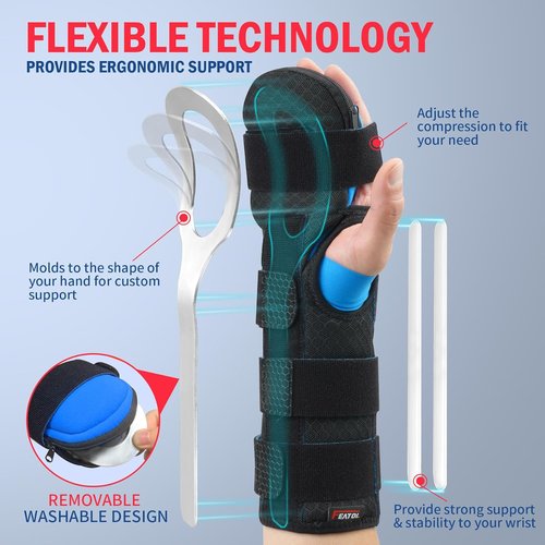 FEATOL Resting Hand Splint - Pain Relief Night Immobilizer for Carpal Tunnel & Arthritis | Left Small