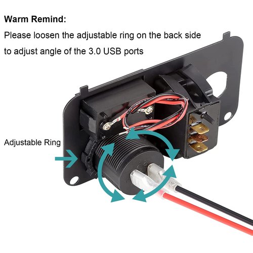 10L0L Golf Cart Key Switch Console Plate Panel for EZGO TXT PDS 2003-up Electric, Equipted Forward Reverse Switch & LED Digital Voltmeter & 12V 3.0 Fast Charger Dual USB Socket