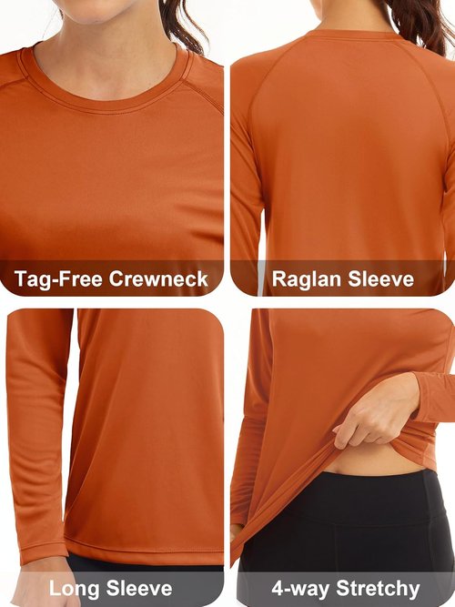 MAGCOMSEN Women's Long Sleeve Sun Protection Shirt - UPF 50+ Rash Guard for Hiking & Fishing