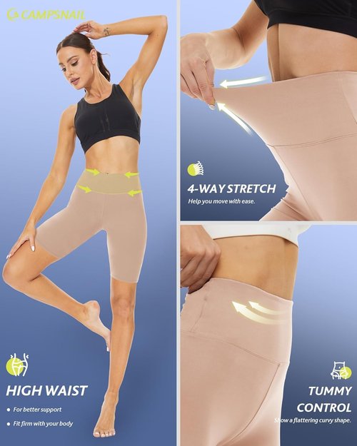 CAMPSNAIL High Waisted Biker Shorts for Women - Tummy Control Spandex Yoga & Dance | 3"/5"/8" Sizes