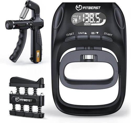 FitBeast Grip Strength Tester - 3-in-1 Hand Strengthening Tools for Progress Tracking & Recovery