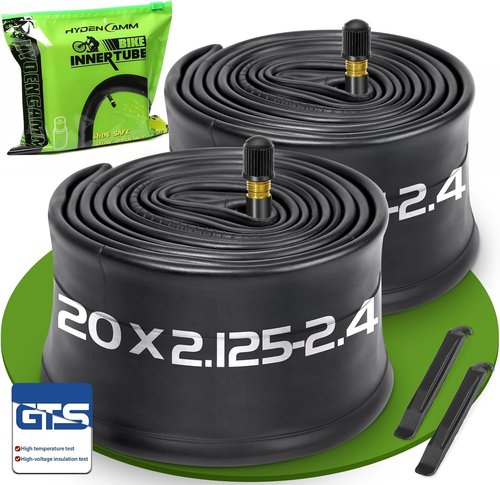 Bike Tube 2-Pack | 20/26 Inch Inner Tubes with 35mm AV Schrader Valve & Tire Levers