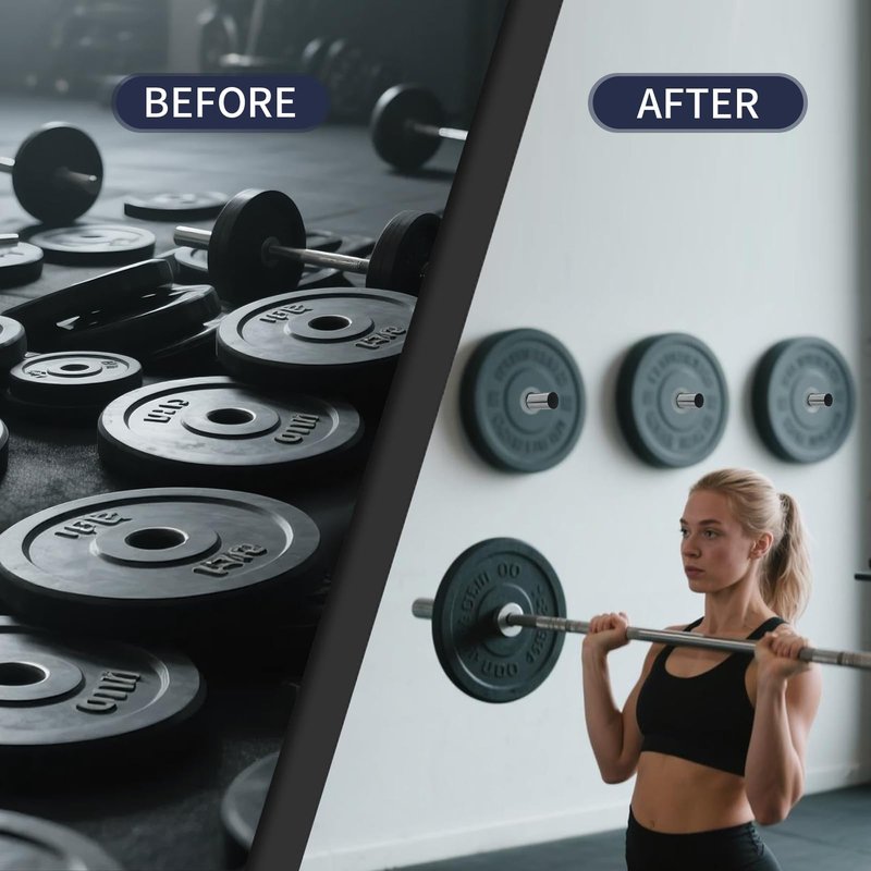 Wall-Mounted Barbell Plate Weight Bracket, Stainless Steel Olympic Weight Plate Storage Rack, 275 lbs Capacity Rustproof Wall Mount Gym Organizer, Fitness Equipment & Barbell Weight Storage for Home & Garage Gym, Screws for Wood & Concrete Walls