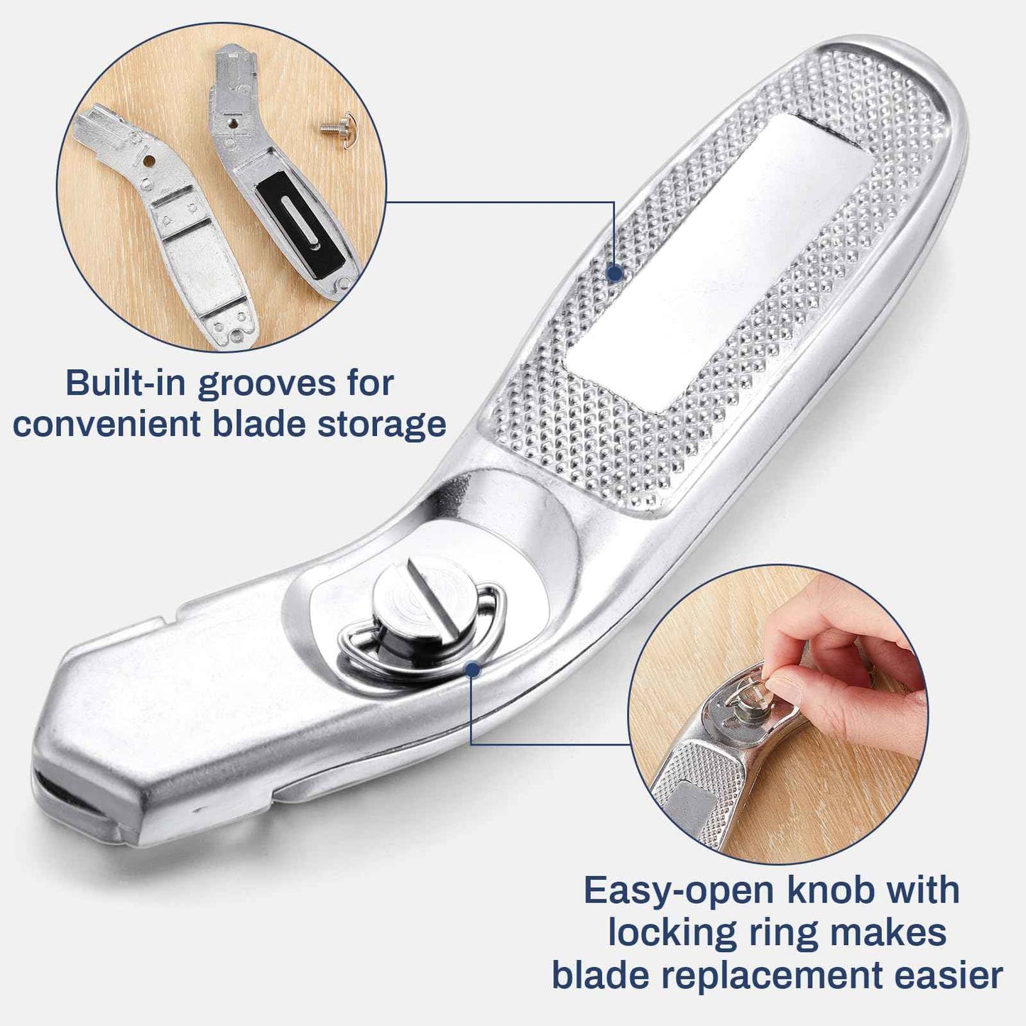 Lasnten 2 Pieces 6 Blades Knife for Cutting Carpet Heavy Duty Carpet Knife with 6 Blades Utility Tools for Box Cutter Roofing Purpose, Aluminum (Silver)