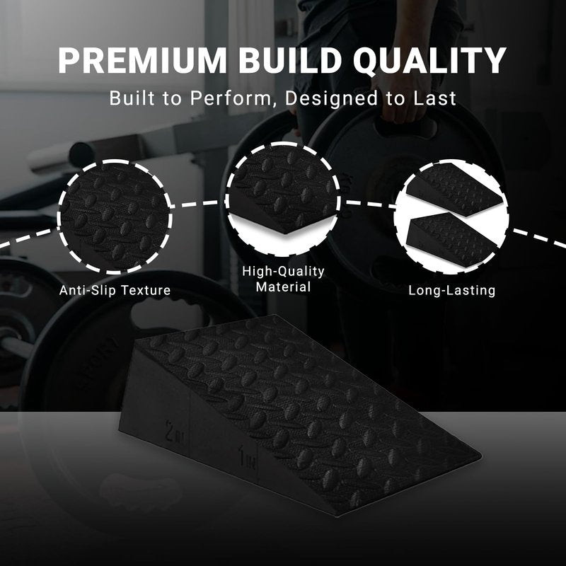 Squat Wedge Block for Heel Elevated Squat 2 Pcs Set, Improve Mobility Balance and Strength Performance Weightlifting Calf Stretcher Slant Board for Squat