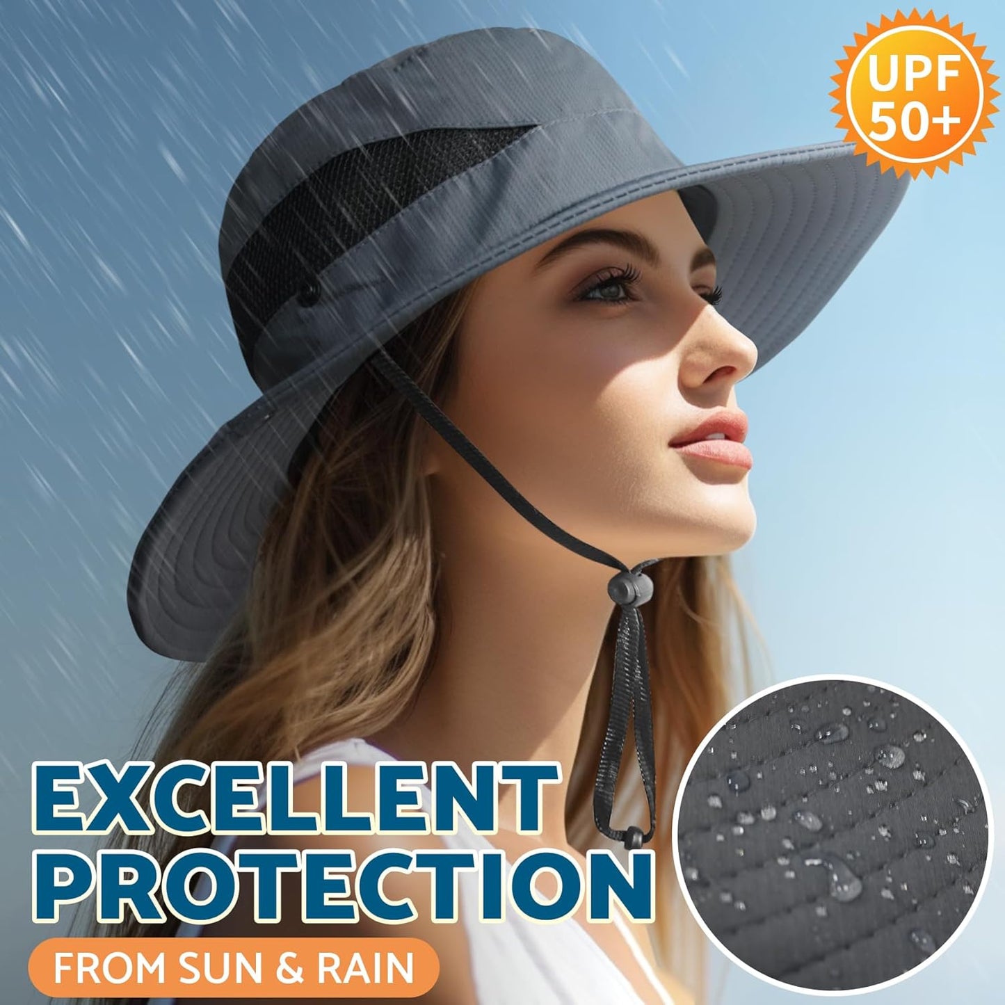 PFFY Sun Bucket Hat - 3” Wide Brim UPF 50+ Protection for Men & Women | Ideal for Fishing & Beach