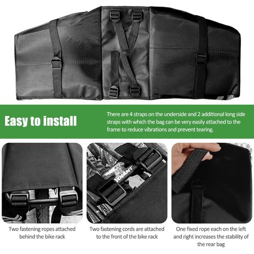 KLERICER Double Bike Pannier Bag, 30L Waterproof Bicycle Trunk Bag with Rain Cover, Bike Panniers Rear Rack Bag with Reflective Stripe, Multi Pockets Saddle Bags for Bicycle (Black)