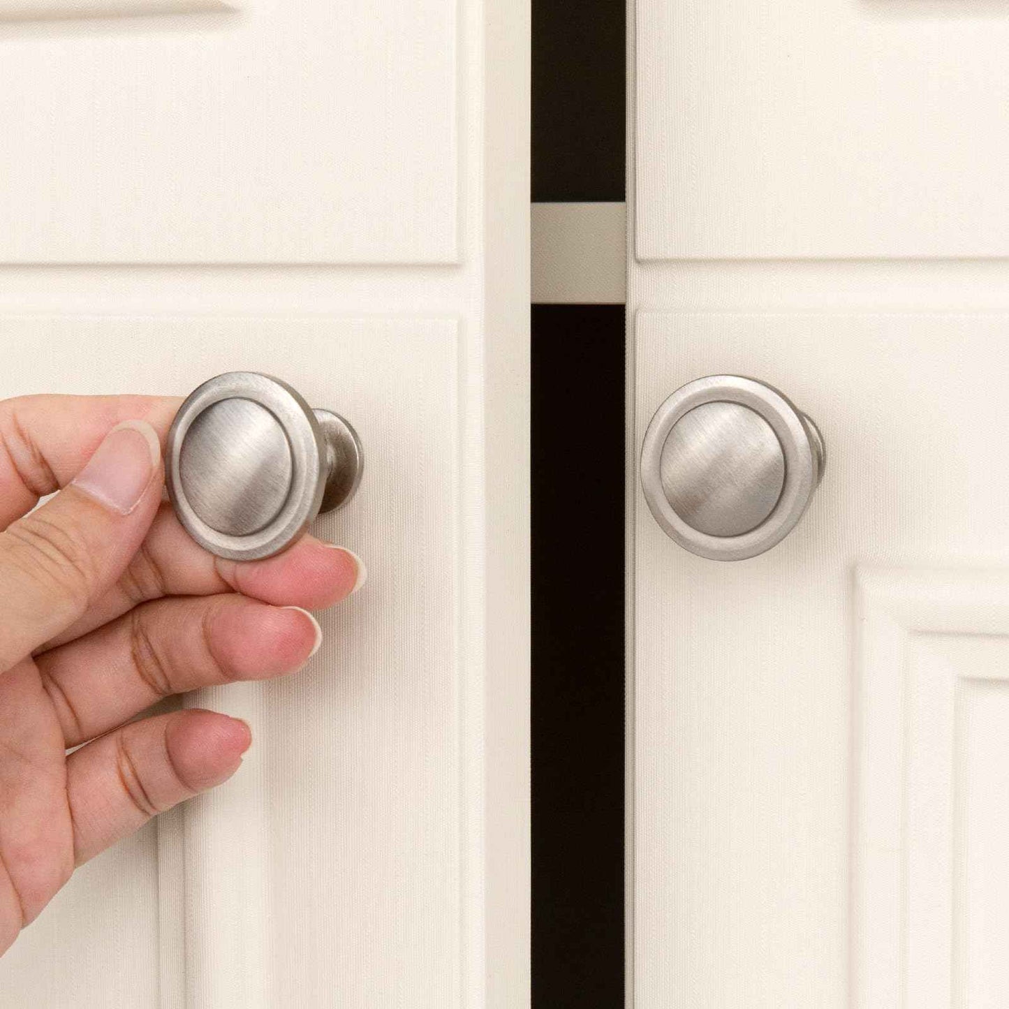 homdiy 10 Pack Brushed Nickel Cabinet Knobs Round Silver Kitchen Knobs for Cabinets, Dresser Drawer Pulls, Zinc Alloy