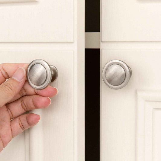 homdiy 10 Pack Brushed Nickel Cabinet Knobs Round Silver Kitchen Knobs for Cabinets, Dresser Drawer Pulls, Zinc Alloy