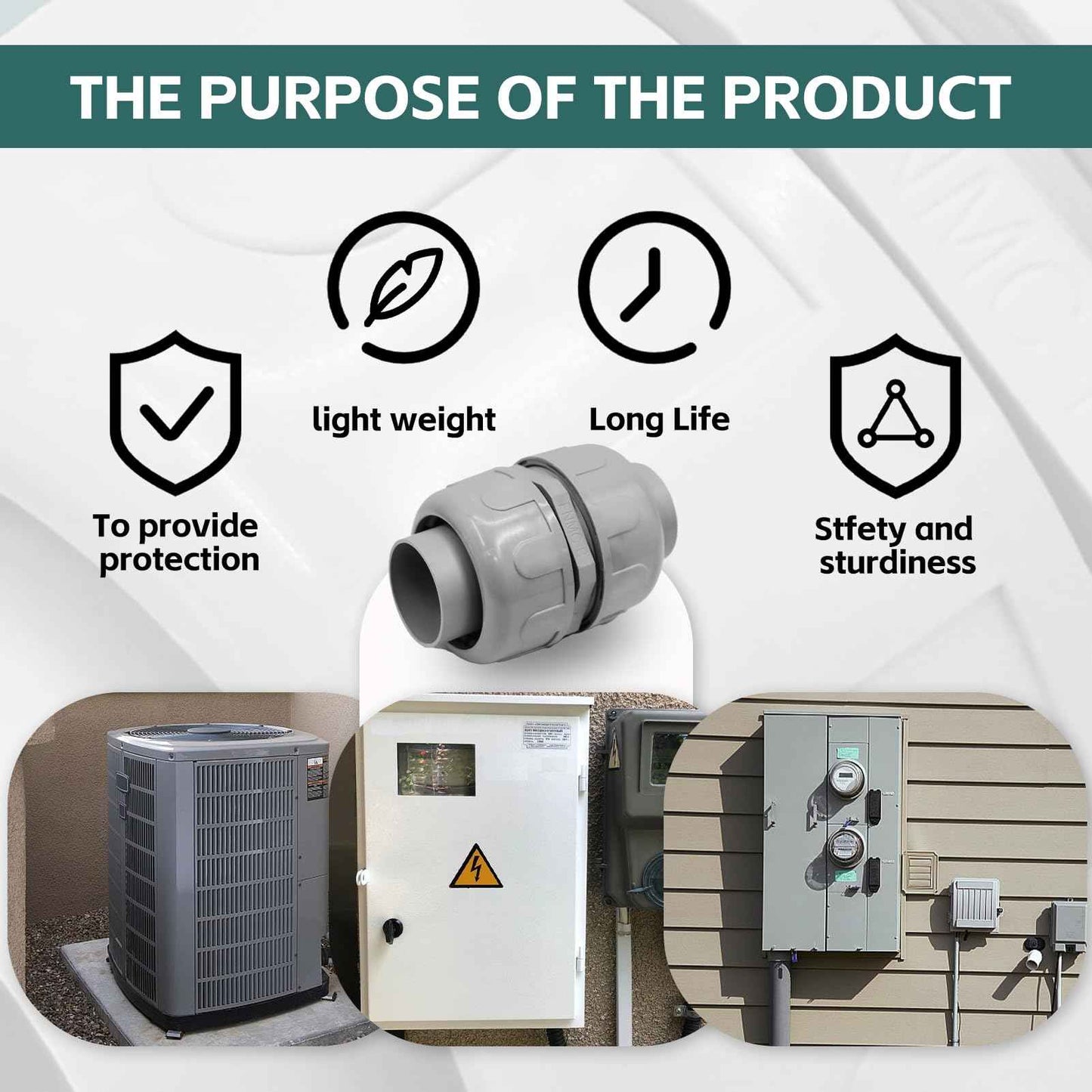 Wocloer 3/4 inch Liquid-Tight Connector,PVC Flexible Conduit Double-Ended Connector,Straight 180 Degree,Two-Way Conduit Connector,Electrical Conduit Fittings(5 Pcs)