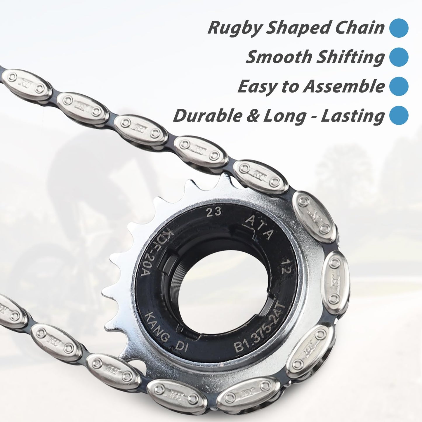MEGHNA Bike Chain Single Speed for Fixed Gear Bike Beach Cruiser Bike BMX 1 Speed Bicycle Chain 1/2" x 1/8", 100 Links