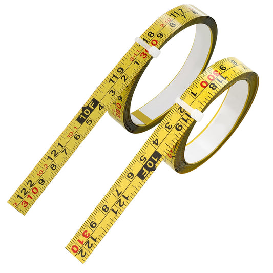 2Pcs Steel Self-Adhesive Measuring Tape, Imperial & Metric Tape Measure Sticker Ruler, Left to Right and Right to Left Stick on Tape Measure for Workbench, Woodworking, Saw & Drafting, 310cm/122Inch