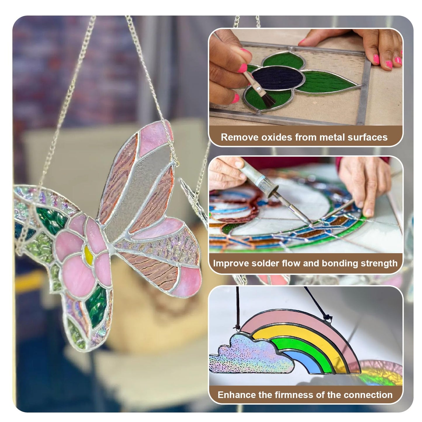 WAN2TLK Liquid Flux Soldering 100ml - Stained Glass Flux for Soldering Work, Glass Repair and More - Stain Glass Tools and Supplies - Waterbased Liquid Zinc Flux for Stained Glass