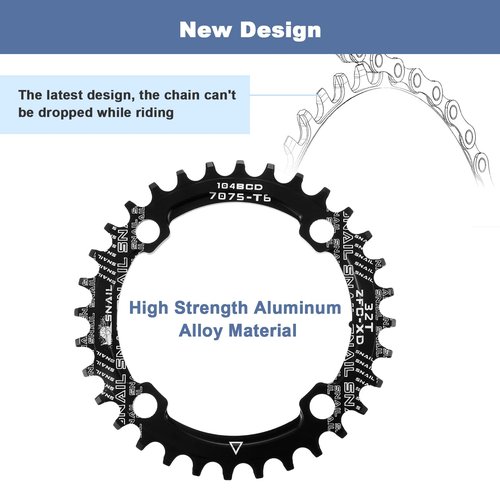 PETCHOR Square Taper Crankset MTB, Mountain Bike Single Speed Crankset, Bicycle Crank Arm Set 170mm 104BCD, 32T Chainring & Bolts