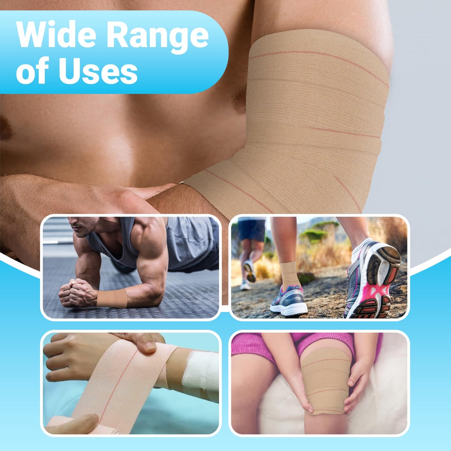 OK TAPE Elastic Adhesive Tape Bandage Tape Wrap 4 Inch Wide 4 Rolls