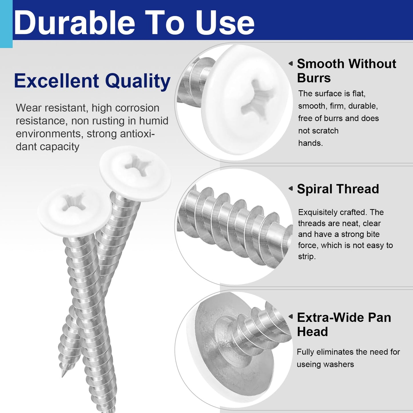 170 PCS #8 Truss Head Self Tapping Screws Assortment Kit, Carbon Steel White Head Wood Screws Set 7 Size(1/2", 5/8", 3/4", 1", 1-1/4", 1-1/2", 2")