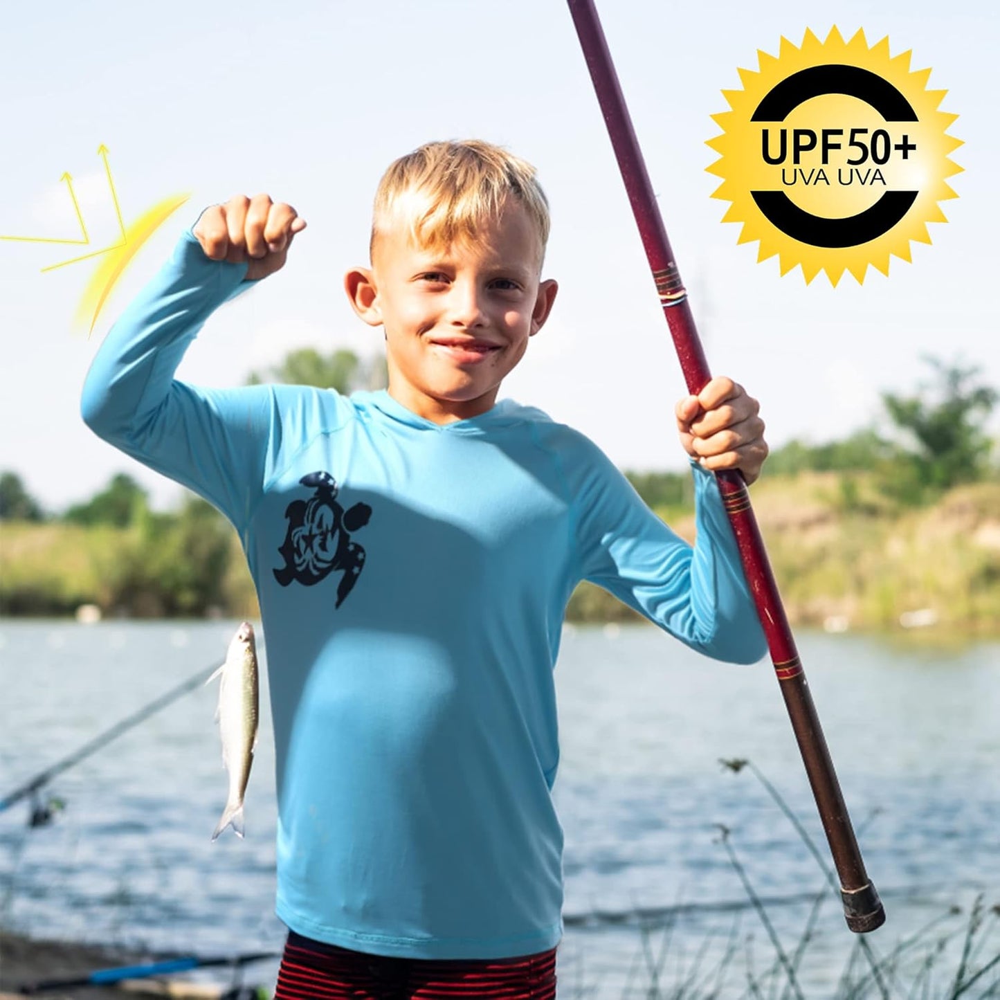 Skiennix Kids Fishing Shirts - Lightweight UV Protection Long Sleeve Hoodies for Outdoor Activities