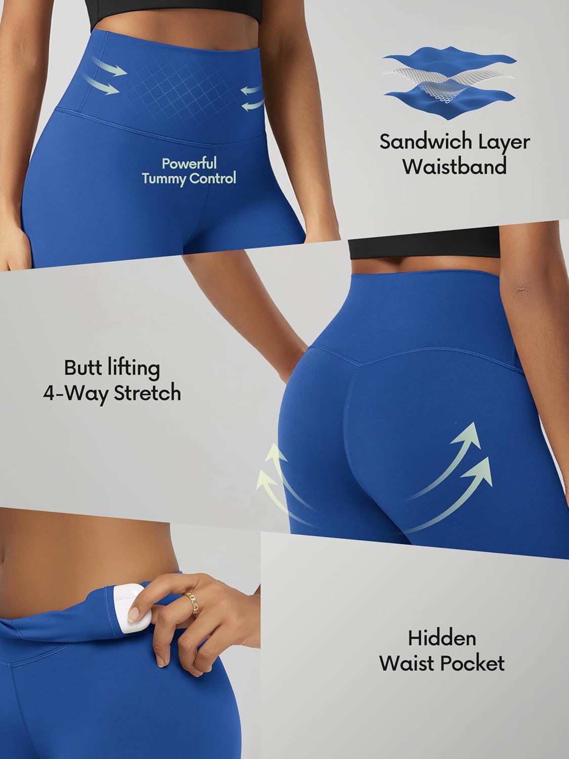 ODODOS Tummy Control Compression Shorts - High Waist Biker Shorts with Inner Pocket | 4" to 10" Sizes
