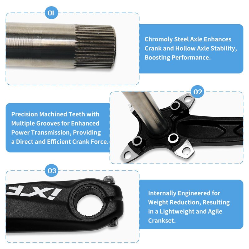 ZTZ 170mm Mountain Bike Crankset - Hollow Integrated MTB Crankset with 104 BCD 32/34/36/38T Narrow Wide Single Speed Chainring - Durable Aluminum Alloy Bike Crank Set with Bottom Bracket （32T）