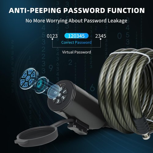 KENRONE Smart Bike Lock,Keyless Anti-Theft Bicycle Cable Lock with 59 inches Waterproof Cable and Mounting Bracket (Combination Lock)
