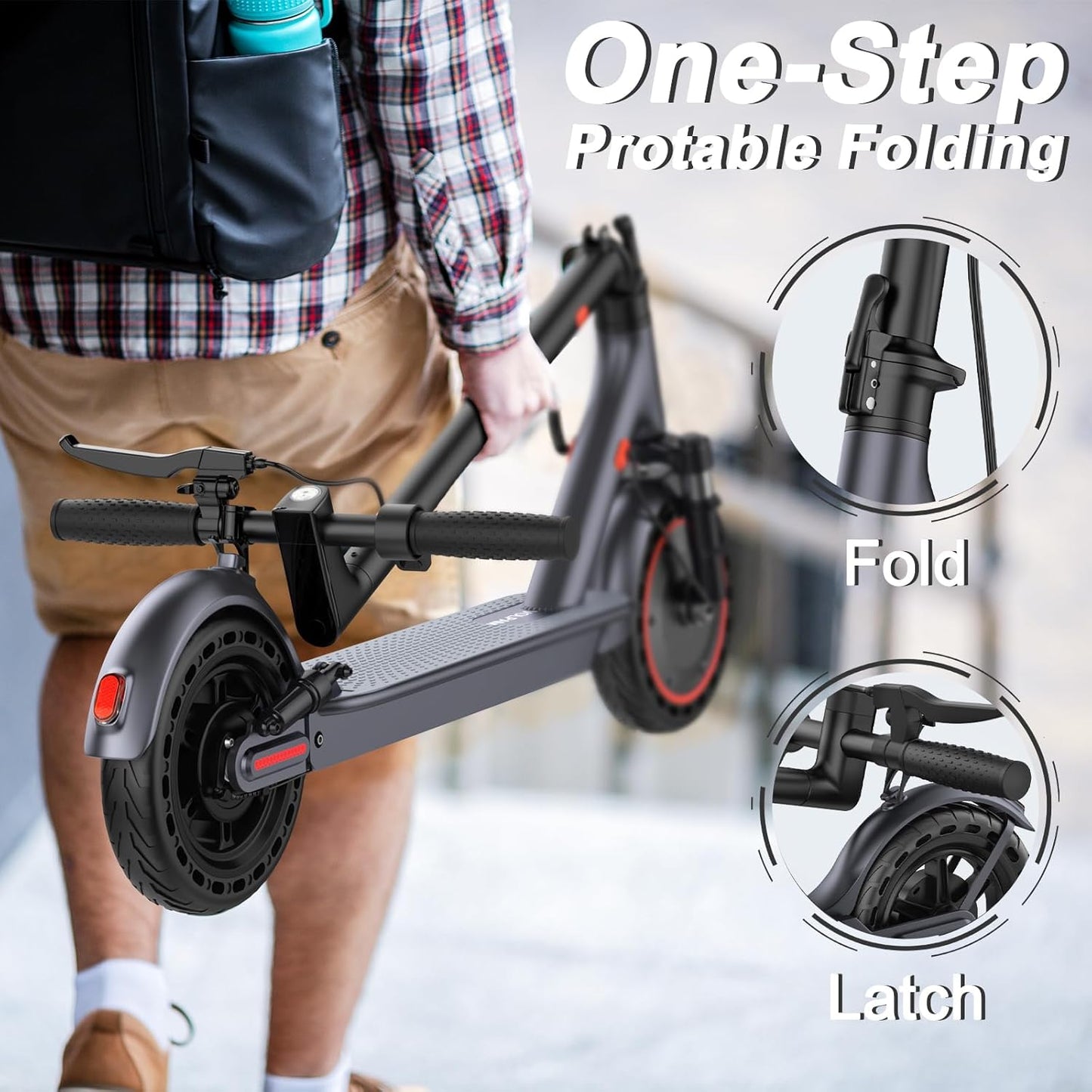 VOLPAM Electric Scooter - 500W Motor, 23-Mile Range, Dual Shock Suspension, 19 MPH Speed, 10" Foldable Design