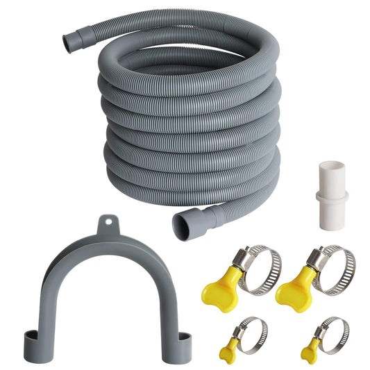 Manste Universal Washing Machine Drain Hose ,Washer Drain Hose Extension，Extra Long Washer Drain Hose, U-Bend Holder, Adapter 4 Pcs Clamps 6FT