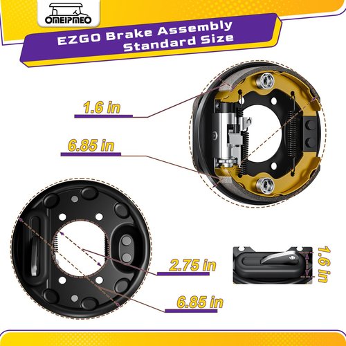 Golf Cart Brake Assembly Fits EZGO TXT PDS Medalist and YAMAHA G14 G16 G19 G20 G21 G22, Golf Cart Brake Cluster Includes Brake Shoes, EZGO Brake Assembly Drive&Passenger Side, OEM# 70998-G01 70998-G02