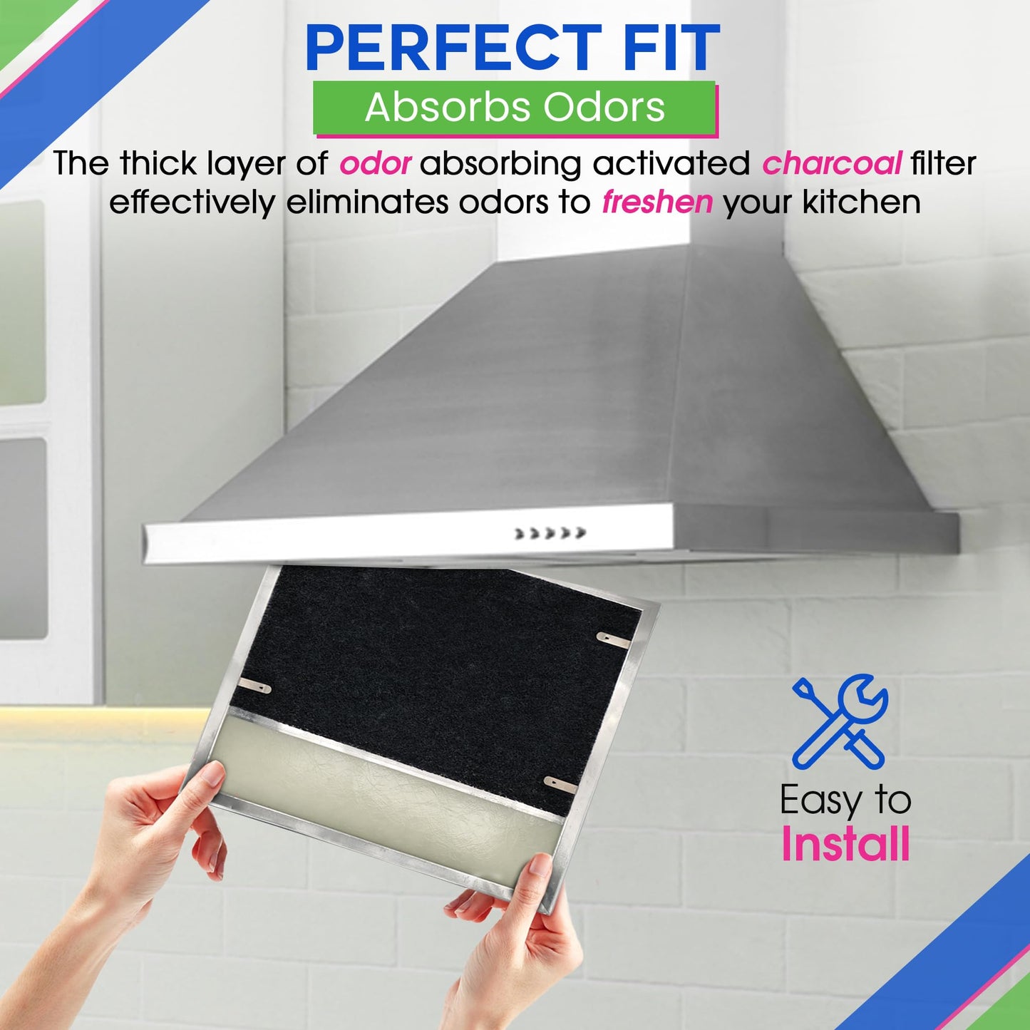 Range Hood Charcoal Filter 7.75” x 10.5” - Fits Broan and Nutone BP58 For 43000 Series Range Hoods - Broan Range Hood Filter Replacement - Carbon Stove Vent Fan Filters Removes Kitchen Odors (3-Pack)