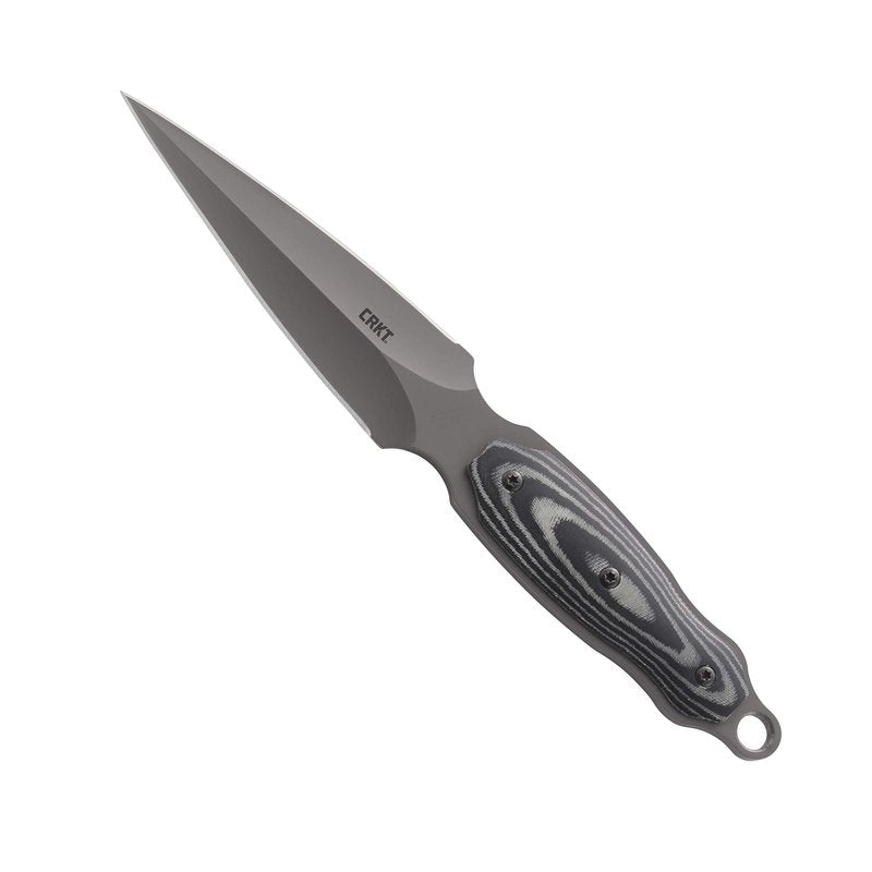 CRKT Shrill Fixed Blade Knife with Sheath: Stainless Steel Plain Edge Blade, Micarta Handle, 2075