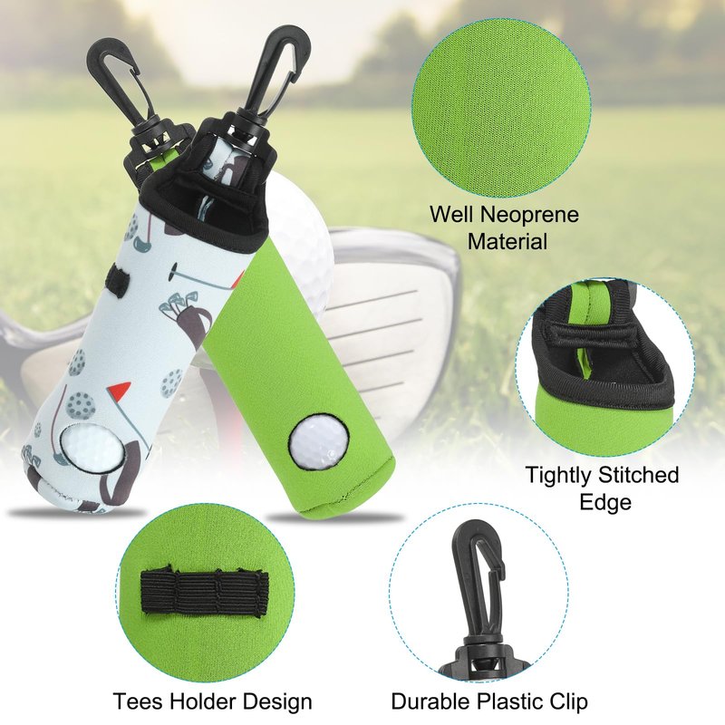 PATIKIL Golf Ball Carry Bag, 12 Pack Golf Tee Holder Pouch Portable Neoprene Golf Ball Holder with Clip for Men and Women Storage, Multicolor