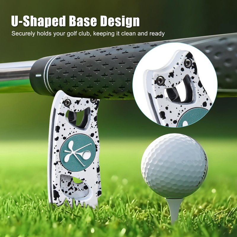 SYNATANA Golf Divot Repair Tool, 3 in 1 Compact Ball Marker Divot Tool, Foldable Golf Divot Tool for Repair & Maintain Green, Golf Essential, Ideal Gift for Golf Enthusiasts White, 1 Pack