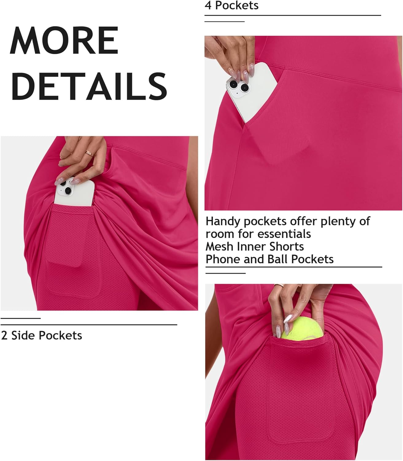 MoFiz Women's High-Waisted Golf & Tennis Skorts - 20" Knee-Length Athletic Skirt for Summer Sports