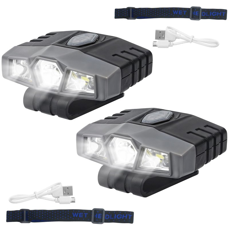 2Pcs Hat Lights Clip On Rechargeable Brim Light, Ultra Bright Micro Mini LED Cap Headlamp 150 Lumens Spotlight, Waterproof Hands Free Portable Flashlight for Baseball Cap, Running, Fishing, Camping