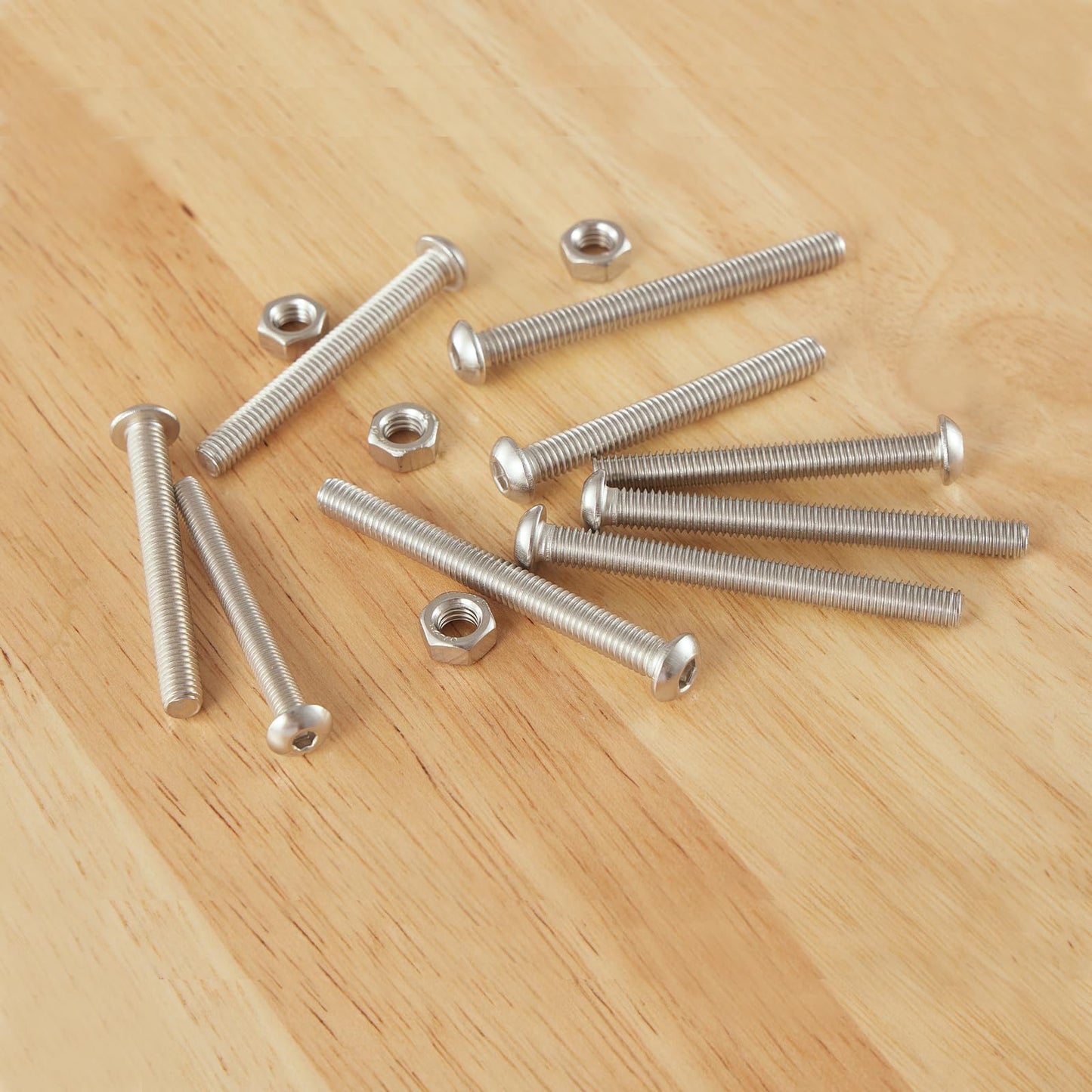 GuoYomm 50PCS M5 x 50mm 60mm 70mm 80mm, Button Head Socket Cap Screws Bolts Nuts Kit, Stainless Steel 304, Metric Allen Hex Drive, Fully Threaded