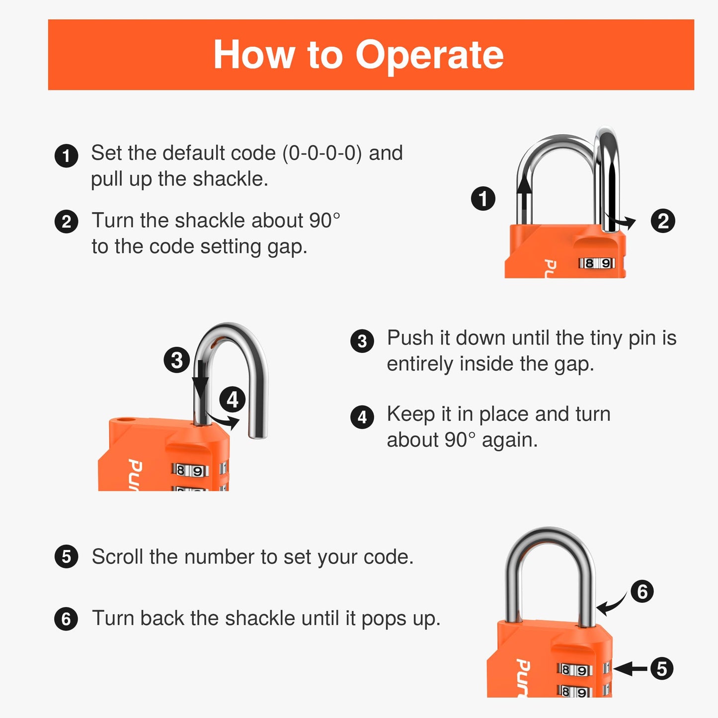 Puroma 1 Pack Combination Lock for Locker 4 Digit Outdoor Waterproof Padlock for School, Gym, Sports, Fence, Toolbox, Gate, Case, Outdoor, Hasp Storage, Cabinets (Orange)