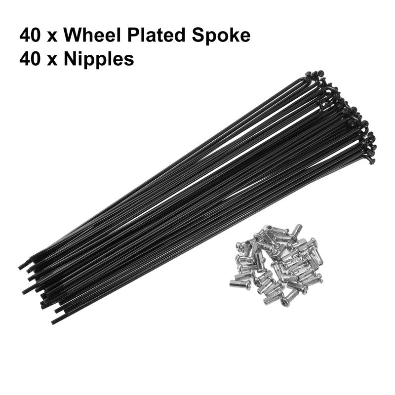 X AUTOHAUX 40 Pcs Bicycle Steel Spokes 13G Bike Spoke 200mm Length with Nipples for Most Bicycle