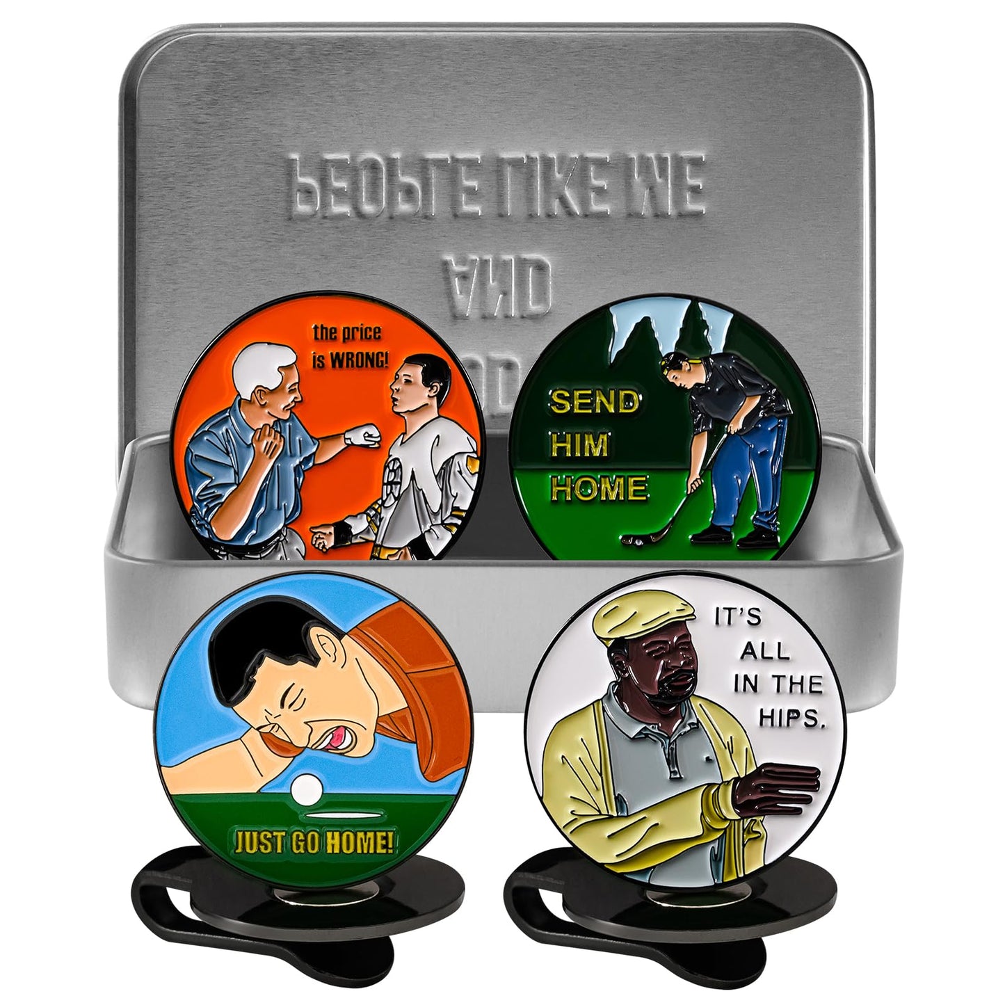 SPORTY BUFF Golf Ball Markers Gift Set - Funny Golf Gifts for Men and Women Golfers (Happy)