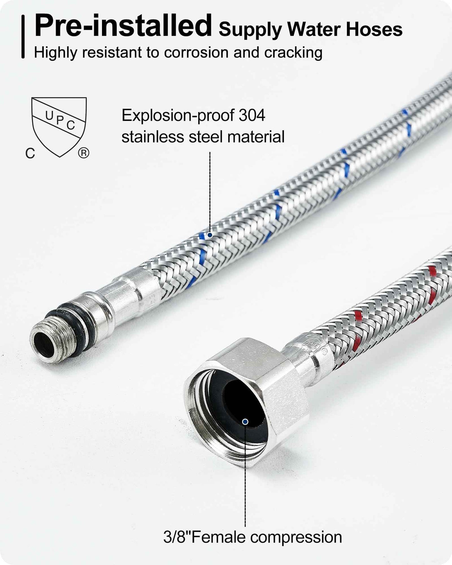 HEYMYTAP Brushed Nickel Bathroom Faucet Single Handle, Brass Bathroom Vanity Faucet 4 Inch Bathroom Sink Faucet 1 Hole or 3 Holes, Bathroom Faucets with Deck Plate & Pop-up Drain, No Noise