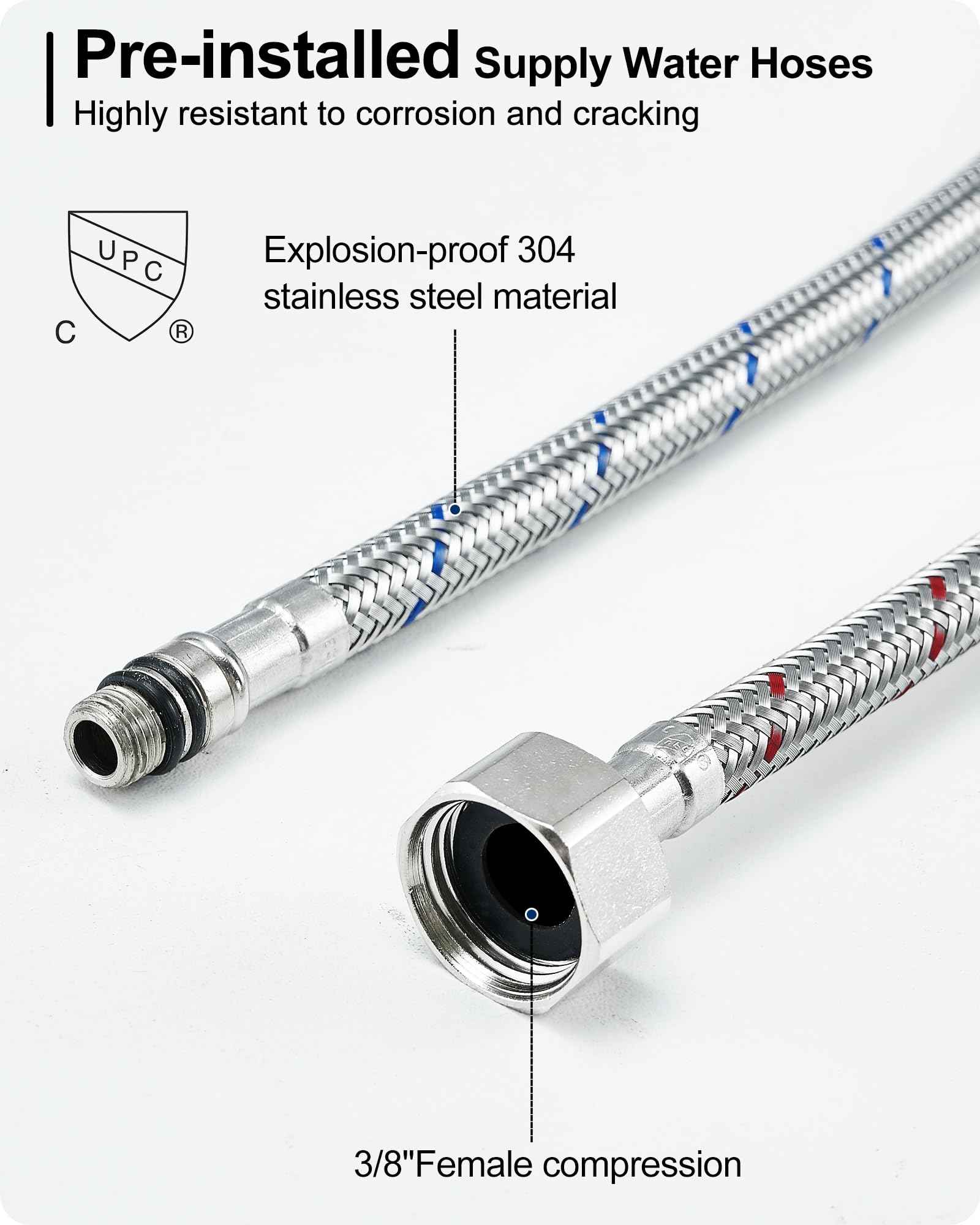 HEYMYTAP Brushed Nickel Bathroom Faucet Single Handle, Brass Bathroom Vanity Faucet 4 Inch Bathroom Sink Faucet 1 Hole or 3 Holes, Bathroom Faucets with Deck Plate & Pop-up Drain, No Noise