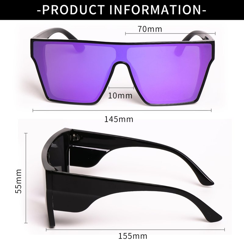 OTICALA Square Safety Sunglasses Uv400 Protection Outdoor Z87 Windproof Cycling Sunglasses for Men Women (Black/Purple)