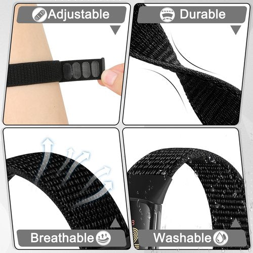 VNDAPT 4 Pack Nylon Watch Bands Compatible with Fitbit Charge 6/Fitbit Charge 5, Adjustable Breathable Replacement Nylon Wristband Fitbit Charge 5 Charge 6 Sport Strap for Women Men