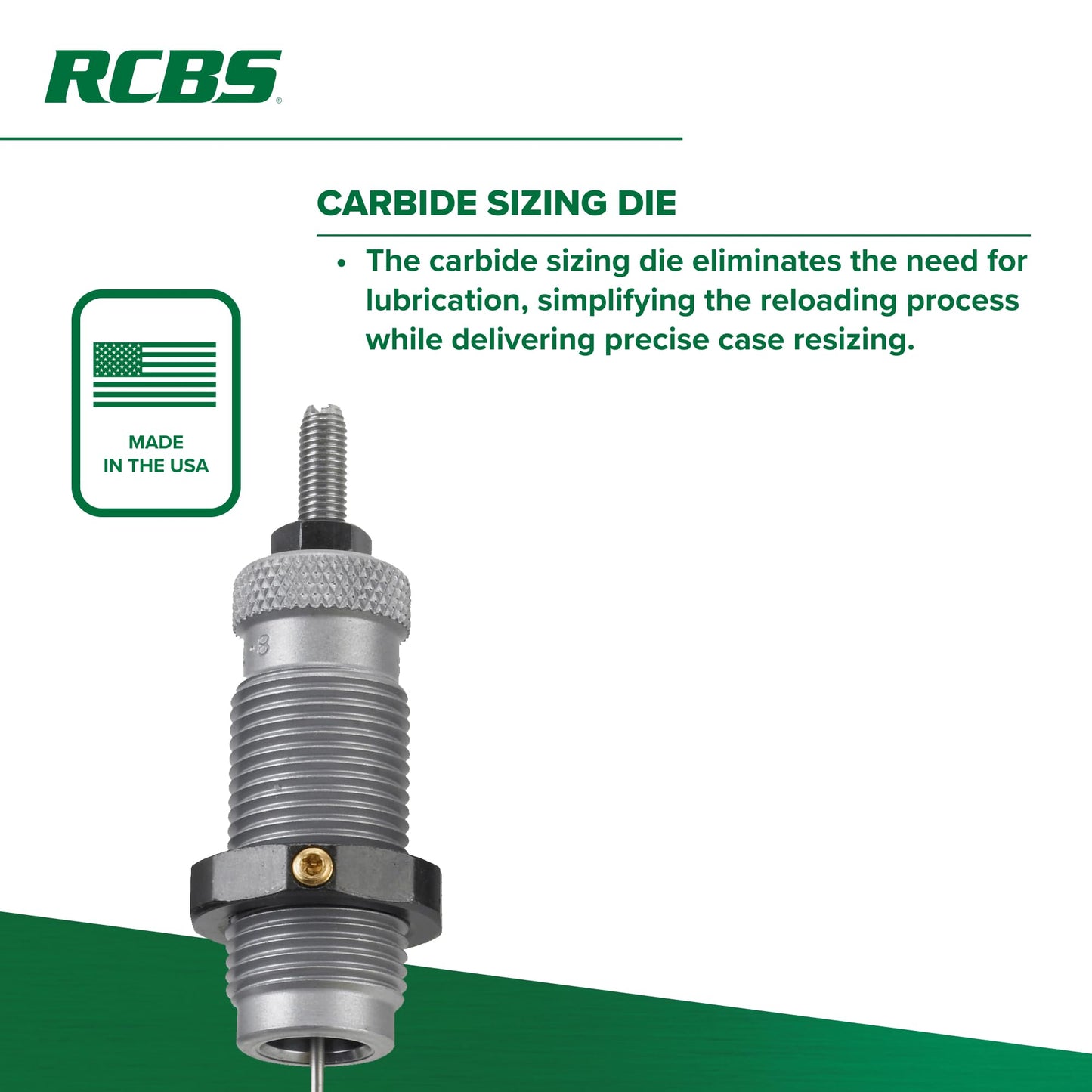 RCBS Carbide Die Set – 9mm Luger – 3 Die Set – Green