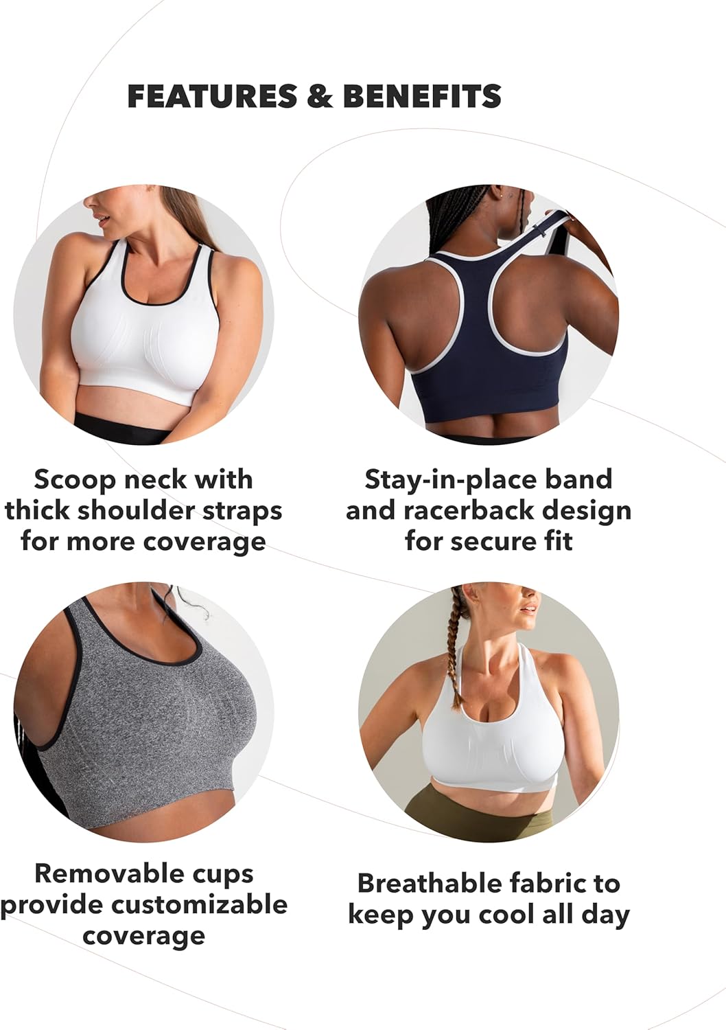 Shapermint Sports Bras for Women - High Support Plus Size Workout Bras | Comfortable & Stylish