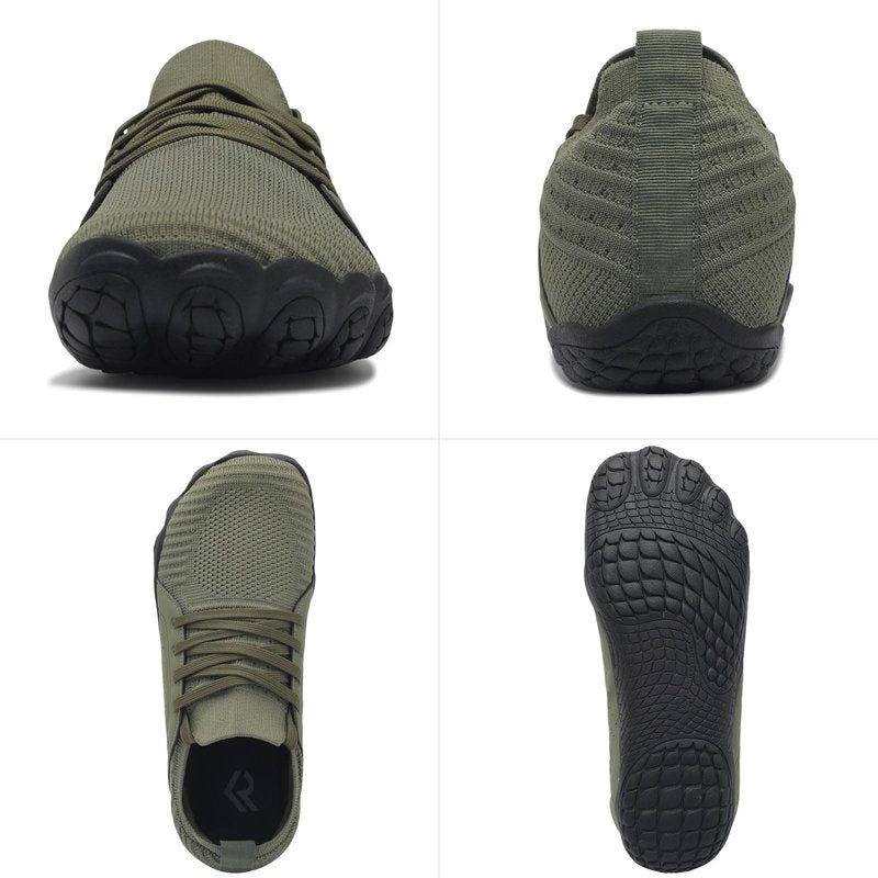relxfeet Men's Barefoot Trail Running Shoes Zero Drop Minimalist Wide Toe Box Non-Slip Lightweight Cross-Trainer Sneakers for Hiking Gym Walking, Army Green 11