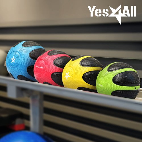 Yes4All Medicine Ball, Dual Texture Grip, Weighted Ball for Strength, Core & Balance Training, Non-Slip Rubber Shell, Multiple Sizes, 12 LB