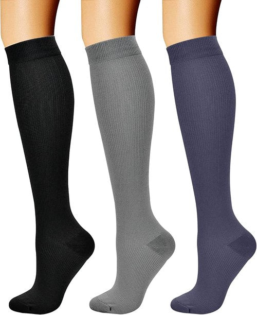 CHARMKING Compression Socks - 15-20 mmHg Circulation Support for Athletic Running & Cycling (3 Pairs)