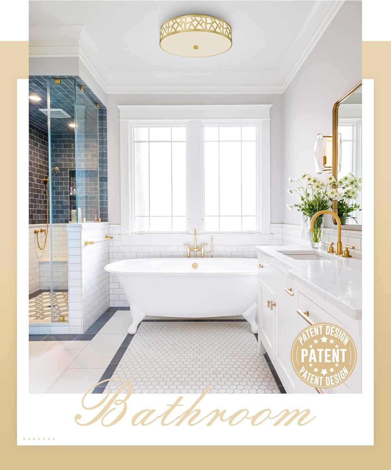 Flush Mount Ceiling Light Fixture 2-Pack - 12-Inch Oil Rubbed Bronze with Frosted Glass Shade for Bedroom, Hallway, Kitchen, Bathroom