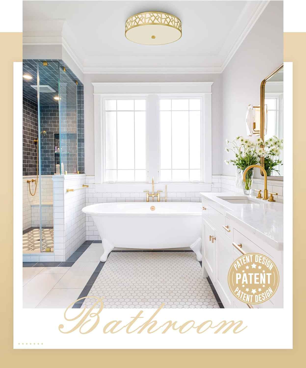 Flush Mount Ceiling Light Fixture 2-Pack - 12-Inch Oil Rubbed Bronze with Frosted Glass Shade for Bedroom, Hallway, Kitchen, Bathroom