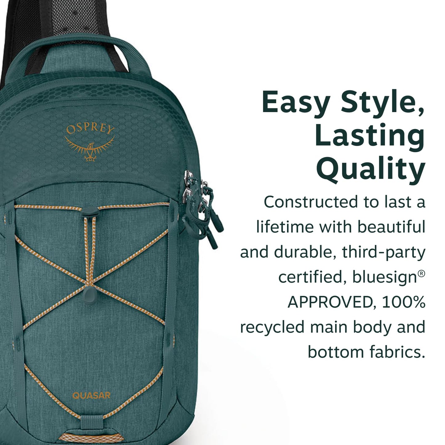 Osprey Quasar Shoulder Sling Bag - Everyday Crossbody Backpack with Laptop Sleeve, Bottle Pocket, & Phone Pocket, Torrent Blue Heather